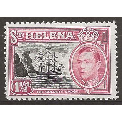 St Helena 1949 SG150 1 1/2d Black & Carmine Mounted Mint .