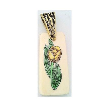 Scrimshaw Flower Pendant 11