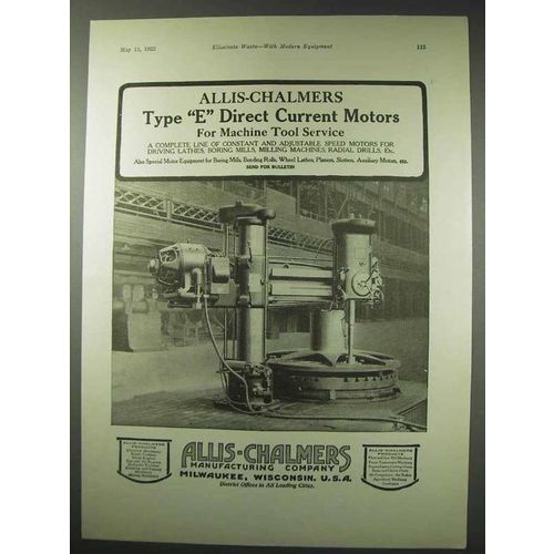 1922 Allis-Chalmers Type E Direct Current Motors Ad