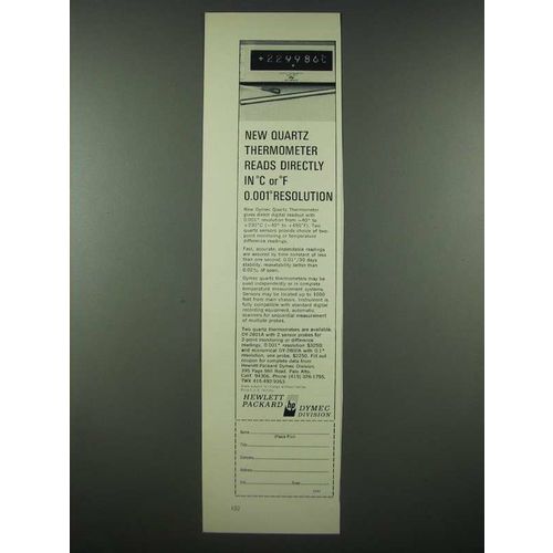 1965 Hewlett Packard Dymec Quartz Thermometer Ad - DY-2801A and DY-2800A