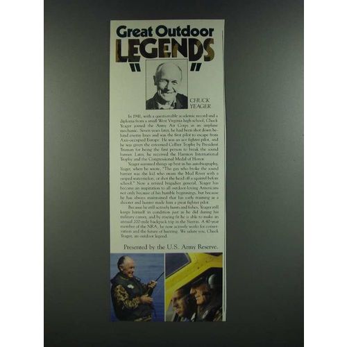 1986 U.S. Army Reserve Ad - Chuck Yeager - Great Outdoor Legends