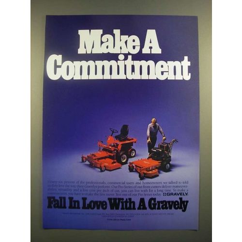 1988 Gravely Pro Series Front Cutter Mowers Ad - Make a Commitment