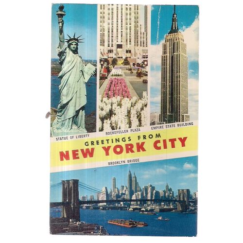 multiview, NEW YORK CITY, USA used vintage postcard 1959 postmark =