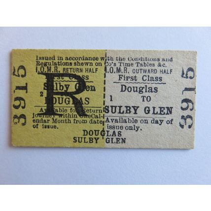 Isle of Man Railway Douglas-Sulby Glen Ticket #195