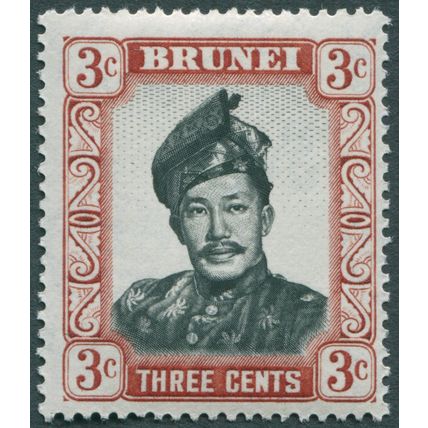Brunei 1952 3c black & lake-brown SG 102 unused