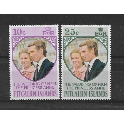 Pitcairn Island.1973 Royal Wedding set of 2.Mounted Mint.June21a