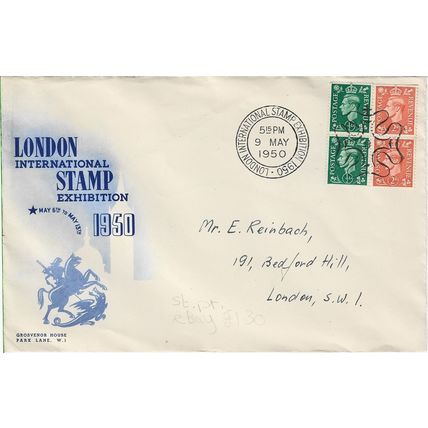 GB 1950 Special Stampex cover with stamp block & Stampex franking