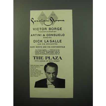 1950 The Plaza Hotel Advertisement - Victor Borge - Persian Room
