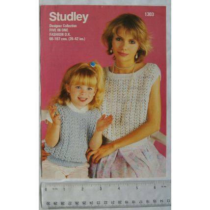 Vintage: Studley 1303 mother & daughter jumpers, DK, 26-42 inch, 66-107 cm