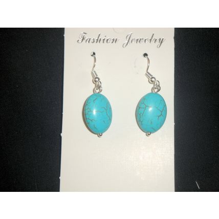 Delightful Turquoise dyed oval howlite drop earrings