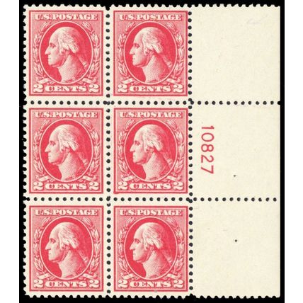526, Mint 2¢ VF-XF NH Side Plate Block of Six Stamps Cat $450.00 - Stuart Katz
