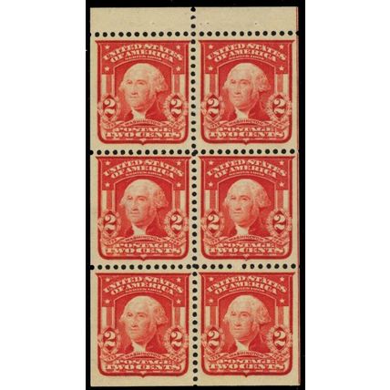 319g, Mint XF OG NH Gem 2¢ Booklet Pane of Six Stamps - Stuart Katz