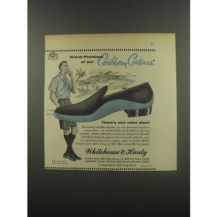 1956 Whitehouse & Hardy Johnston & Murphy Shoes Ad - Caribbean Contours