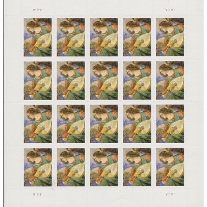 Angel with Lute Sheet of Twenty 44 Cent Postage Stamps 4477