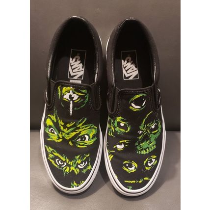VANS CHRISTMAS GRINCH LIKE GLOW IN DARK EYES SLIP ON SHOES MEN'S 7.5 WOMEN 9