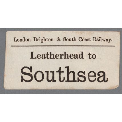 LONDON BRIGHTON & SOUTH COAST RAILWAY LUGGAGE LABEL -LEATHERHEAD to SOUTHSEA