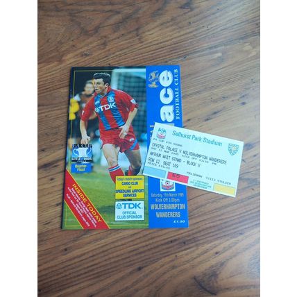 1995 FA Cup Quarter Final Programme & Ticket – Crystal Palace vs Wolves
