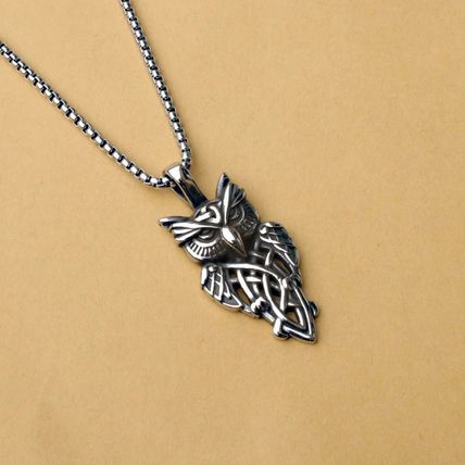Vintage Viking Celtic Owl Necklace Stainless Steel Europe Style