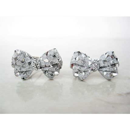 Two small tiny sparkle silver bow crystal hair pin clip barrettes fine hair