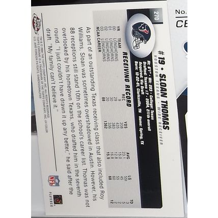 2004 Topps Chrome SLOAN THOMAS (Texans) Rookie Card #270