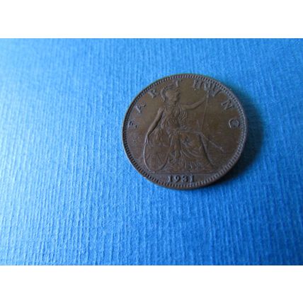 1931 GEORGE V ONE FARTHING FREE POST.