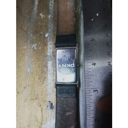 DKNY Women's Quartz Watch Black Leather Band NY4011- New Battery