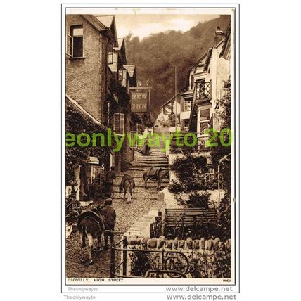CLOVELLY, HIGH STREET, DEVON, ENGLAND, 1936, Postcard
