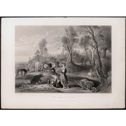 FARM AT LACKEN 1854 Peter Paul Rubens - Arthur Willmore ANTIQUE ENGRAVING