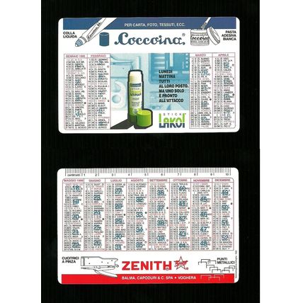 Calendarietto Pubblicitario 1996 - Coccoina