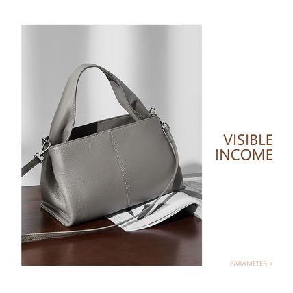 Women Genuine Leather Handbag Grey