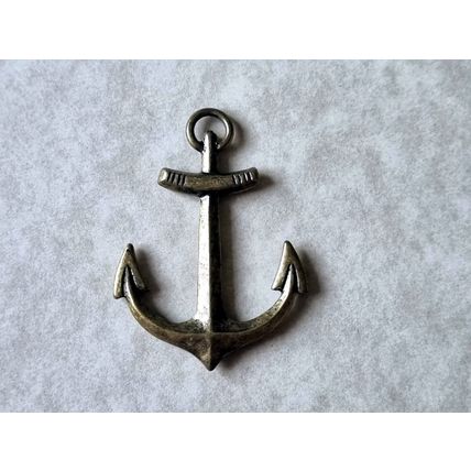 Ship Anchor Pendant in Bronzed Metal, Aged Patina Antique Style, Charm