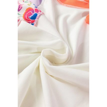 Sachet Pink Floral Color Block Patchwork 3/4 Sleeve Casual Blouse
