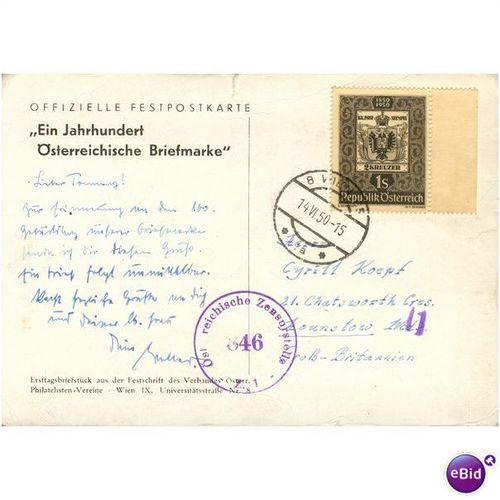 Austria postcard 1950 - Ein Jahrhundert Osterreichische