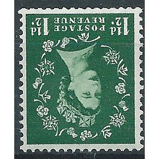 1958 SG589wi 1 1/2d Green GRAPHITE Wilding Wmk INVERTED Mounted Mint..