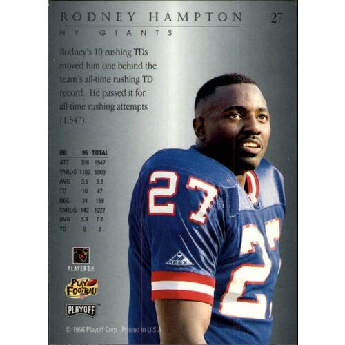 1996 Playoff Football Trophy Contenders Rodney Hampton #27