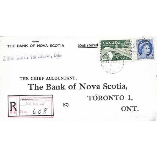Vancouver, BC Registered Sub #33 cancel 1950