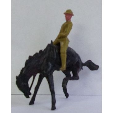 VINTAGE Plastic ' SOLDIER on BUCKING HORSE figure ' ( 1940s )