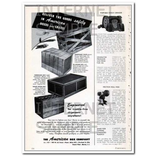 AMERICAN BOX COMPANY 1948 deliver goods safely boxes crates vintage ad
