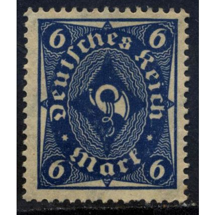 German Deutsches Reich 6 Mark Blue Posthorn Stamp c. 1922