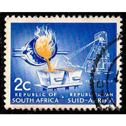 South Africa Suid Afrika 1961 Pouring Gold 2c Used Stamp