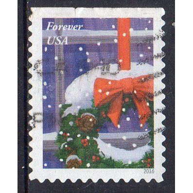 USA 2016 Holiday Windows - Christmas Wreath Forever Used