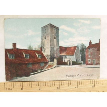 vintage postcard Swanage Church, Dorset