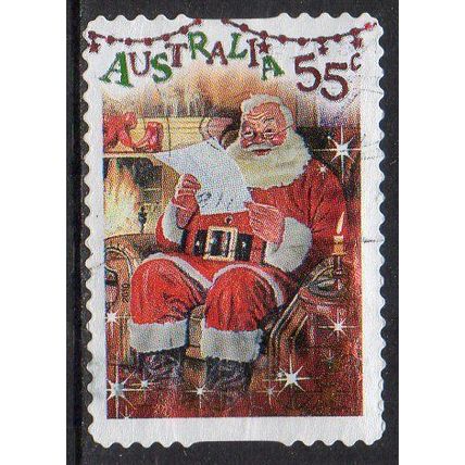 Australia 2010 Christmas - Santa Reading Letter -Foiled/Embellished 55c s/a Used