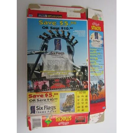 Kelloggs Smacks Empty Cereal Box 1997 Batman & Robin Six Flags Offer