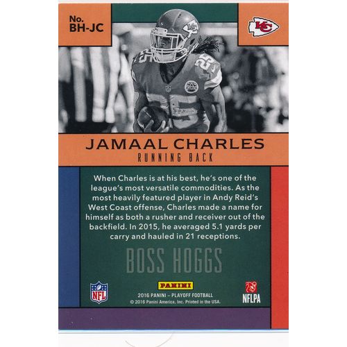 2016 Panini Playoff Football Boss Hoggs BH-JC Jamaal Charles Kansas City Chiefs
