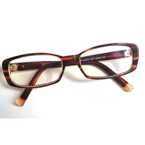 DKNY 4610 B vintage Brown Tortoise Horn Rim Eyeglasses Crystal 53-16 womens rect