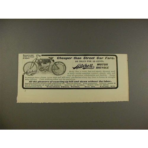 1903 Mitchell Motor Bicycle Motorcycle Ad - Cheaper!