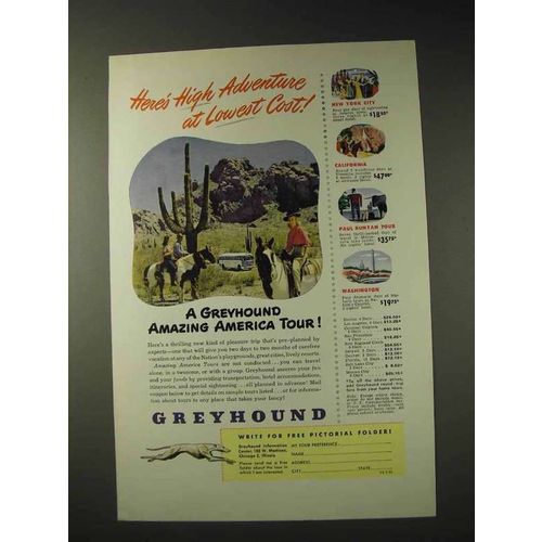 1950 Greyhound Bus Ad - High Adventure