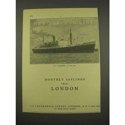 1956 New Zealand Line Cruise Ad - Sailings From London