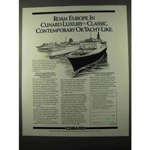 1987 Cunard Cruise Ad - Roam Europe in Luxury